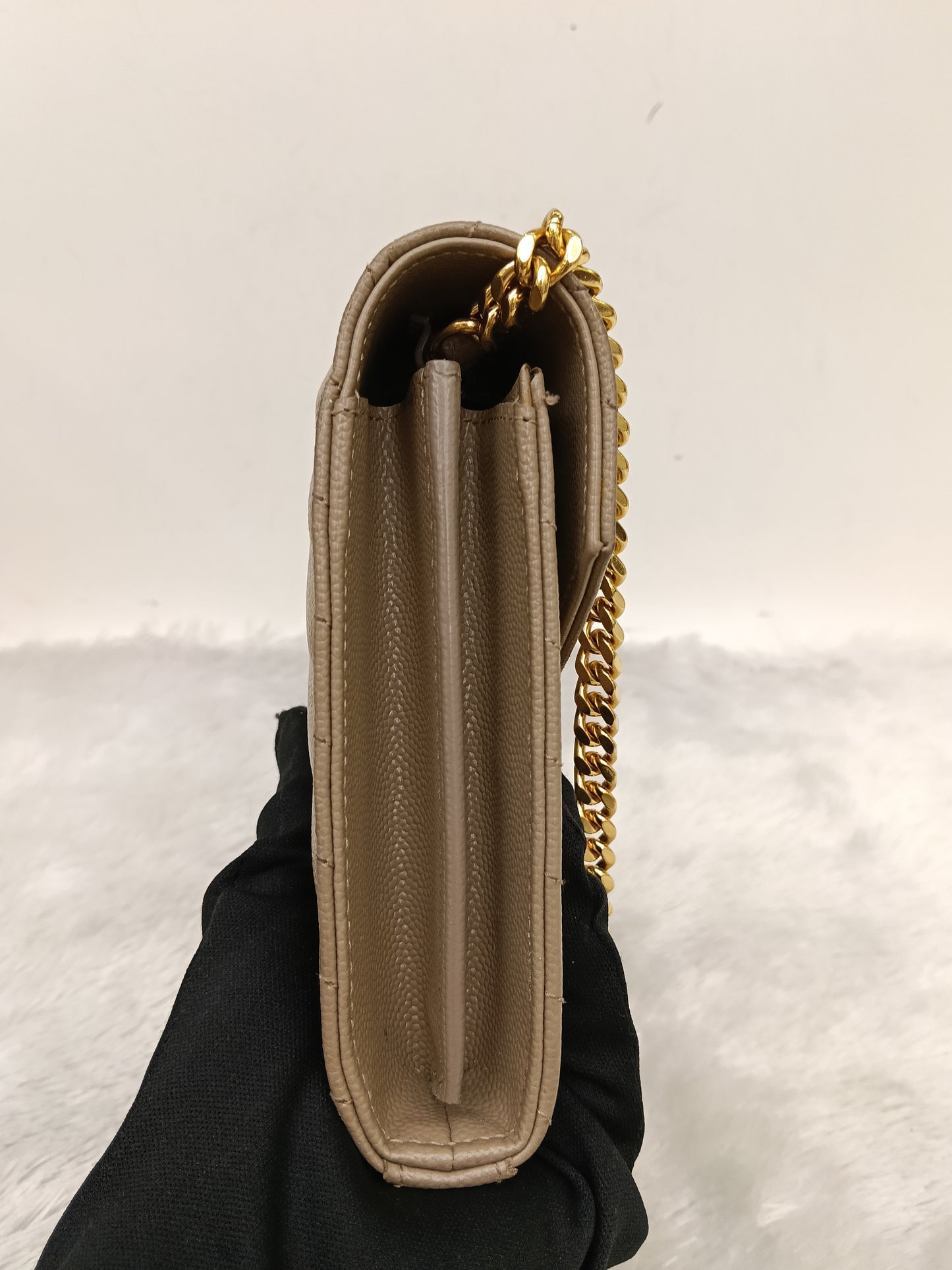 YsL WOC 22 Cassandre Chevron Grained Dusty Grey GHW 2019