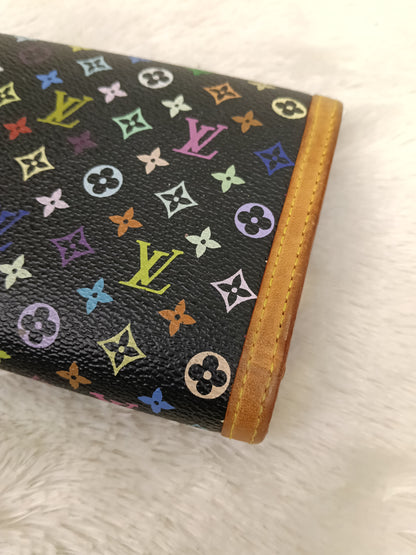 LV Porte Tresor International Wallet Monogram Multicolour Black 2005