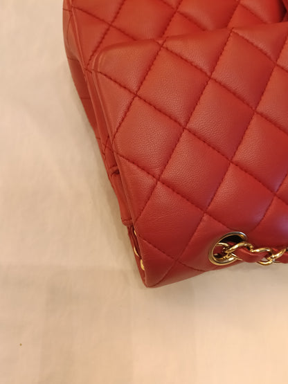 Chanel Medium Lamb Red GHW DF #22