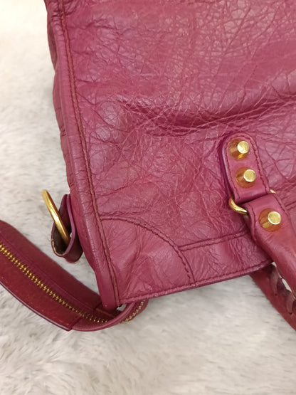 Balenciaga Small City Classic Burgundy GHW 2017