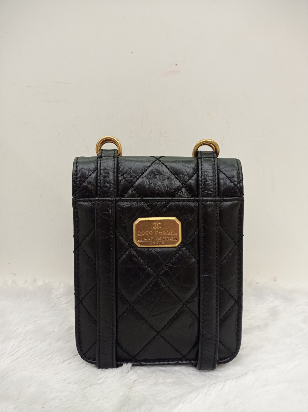 Chanel City School Flap Mini Messenger Calfskin Black GHW (CHIP)
