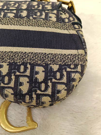 Dior Saddle Medium Oblique Embroidered Navy GHW 2020