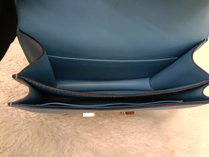 Hermes Constance 18 Epsom Bleu De Nord Rouge De Coeur Enamel PHW #Y