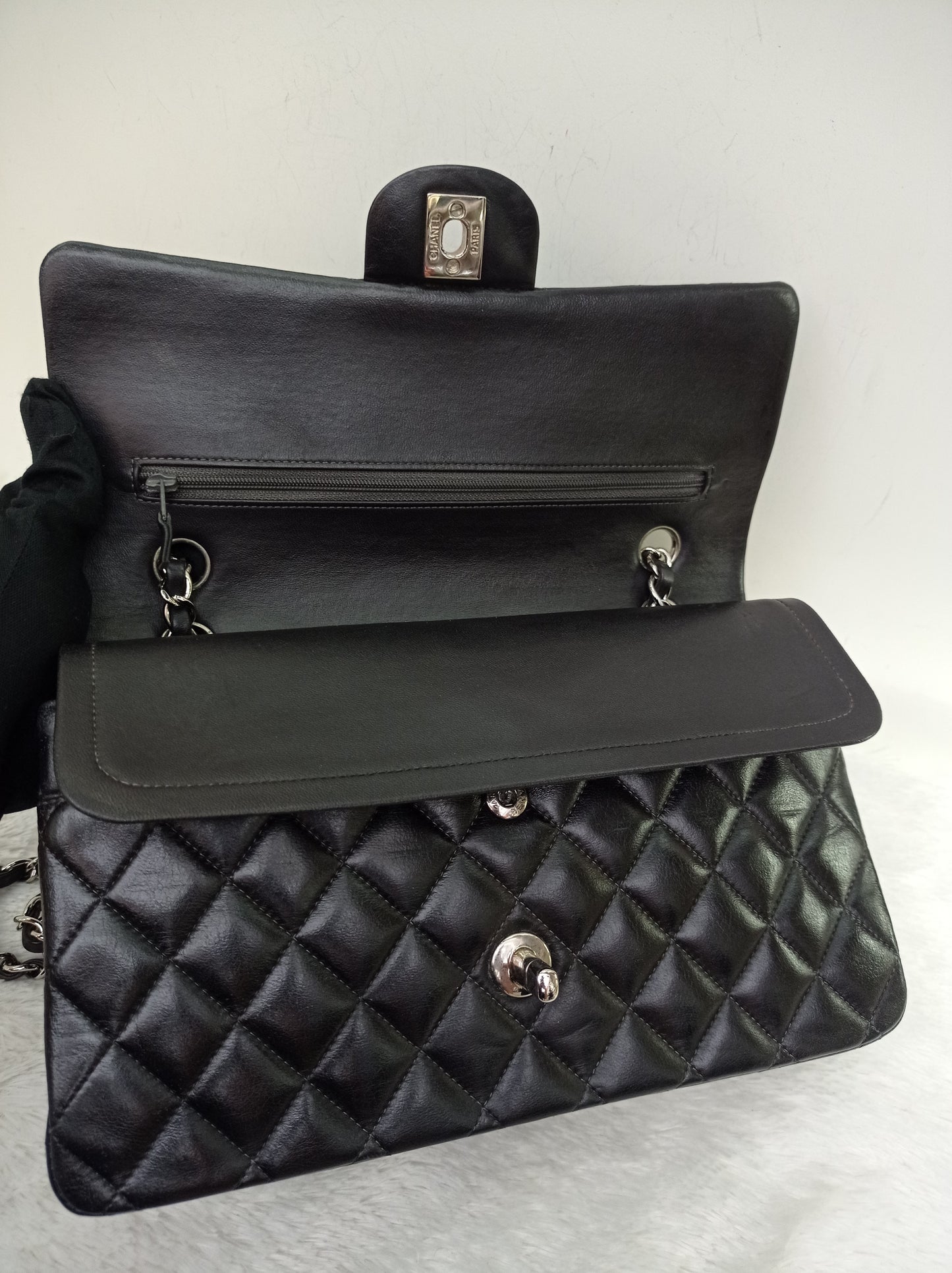 Chanel Medium Lamb Black SHW DF #16