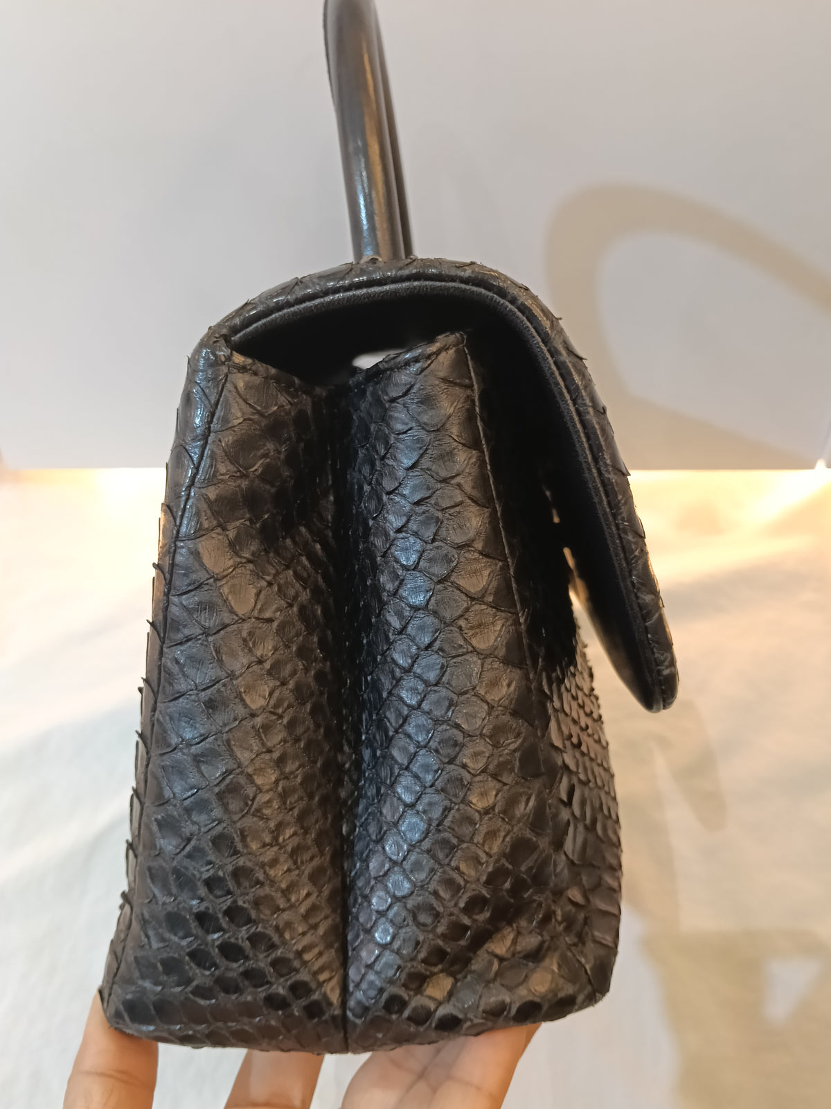 Chanel Coco Handle Medium Python Black RHW #23