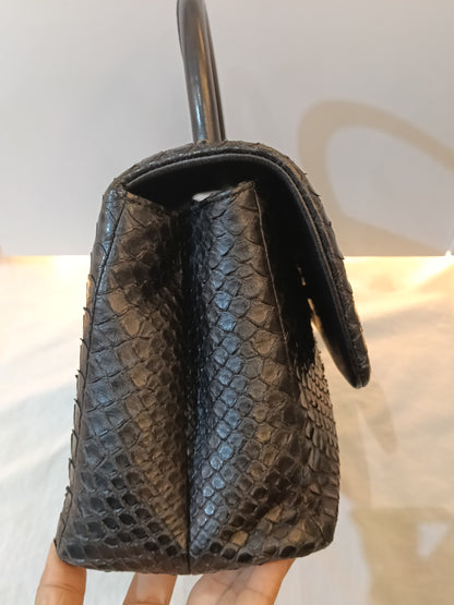 Chanel Coco Handle Medium Python Black RHW #23