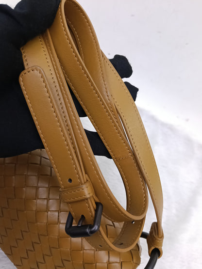 Bottega Veneta Nappa Intrecciato Flap Crossbody Camel RHW