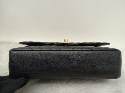 Chanel Medium Chevron Caviar Black GHW DF #30