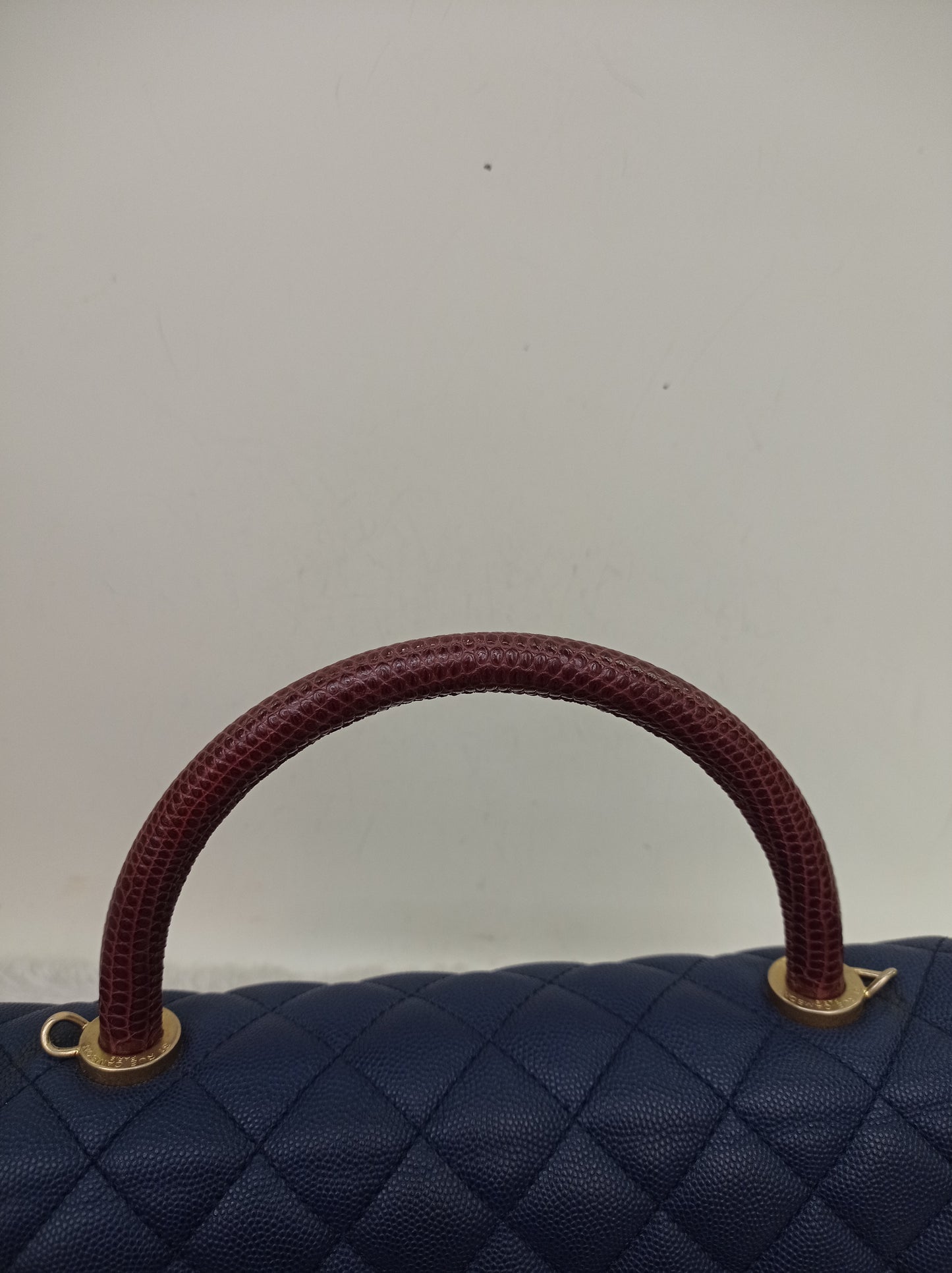 Chanel Coco Handle Medium Caviar Blue Handle Lizard GHW #24