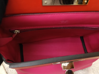 Hermes 2424 Mini Evercolour Swift Rose Mexico Rouge De Coeur PHW #Z