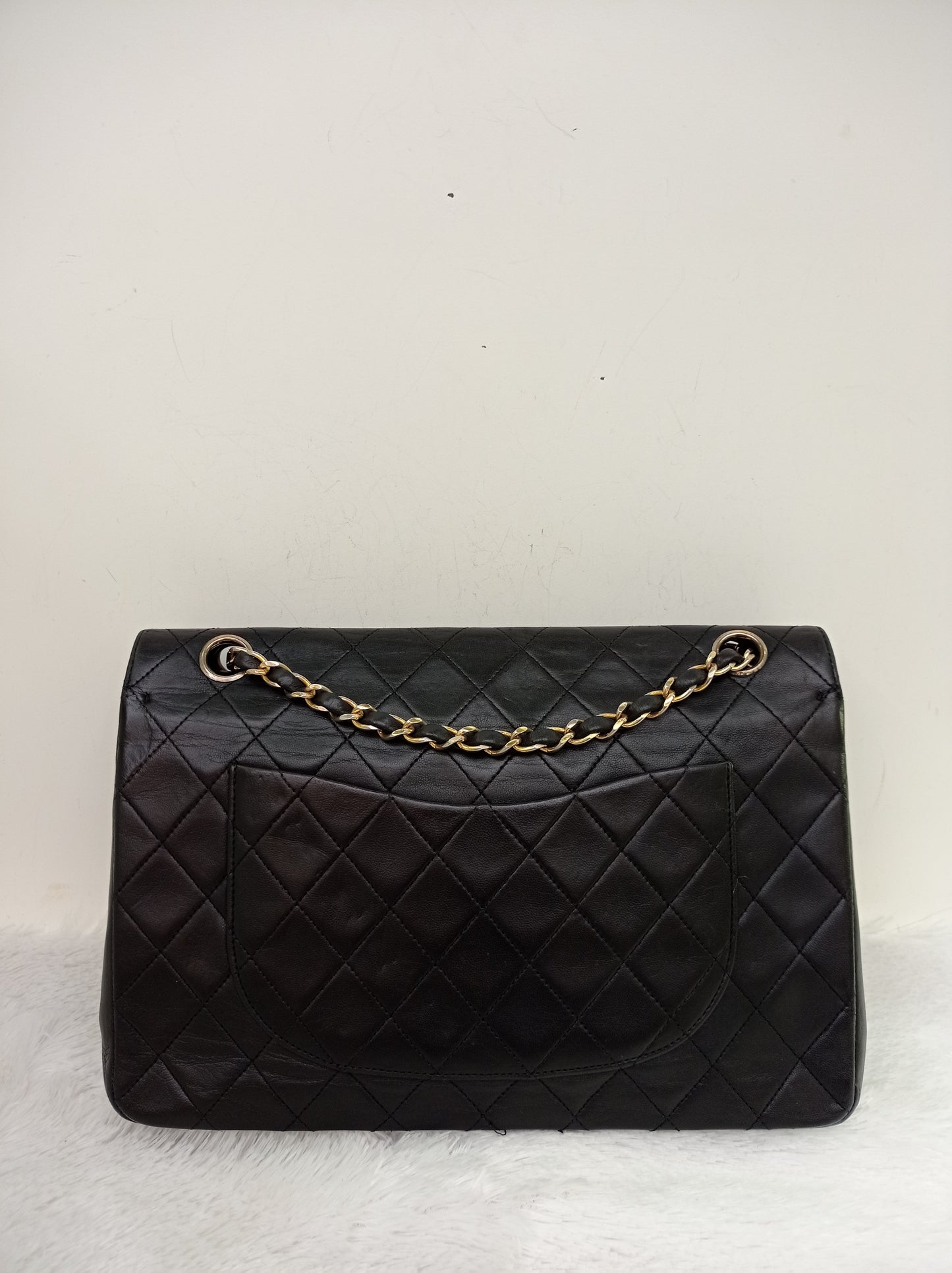Chanel Medium Lamb Black Vintage GHW DF #0