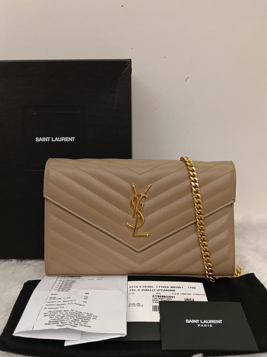 YsL WOC 22 Cassandre Chevron Grained Dusty Grey GHW 2019