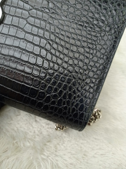 YsL Kate Tassel Medium Croco Embossed Black SHW 2018
