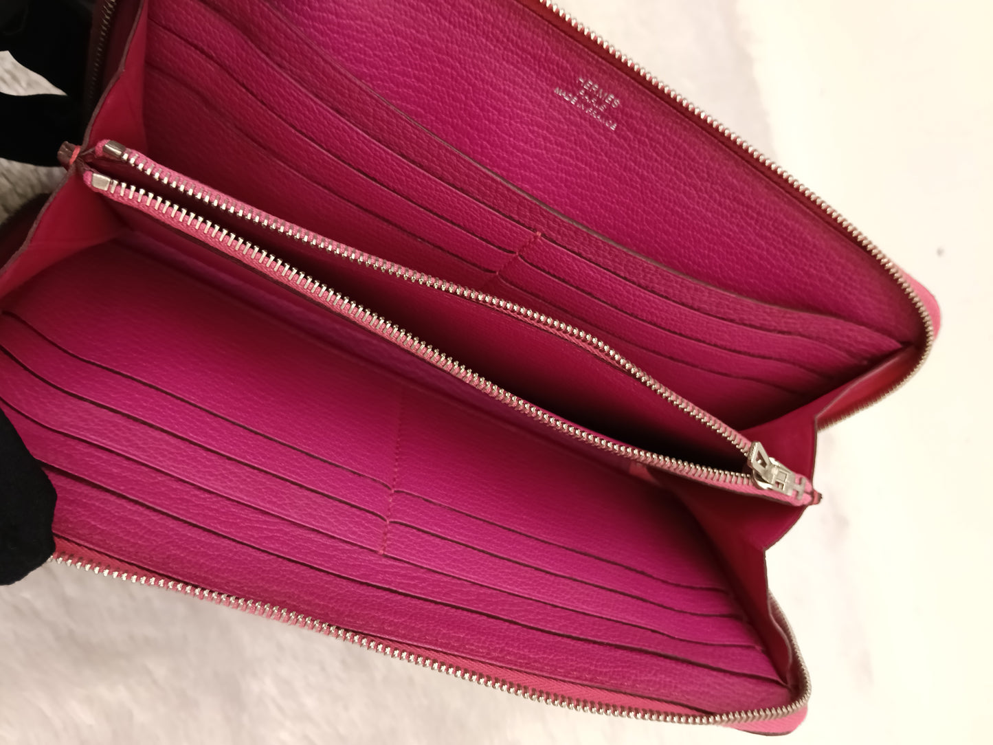 Hermes Azap Long Wallet Chevre Rose Shocking Pink PHW #L square