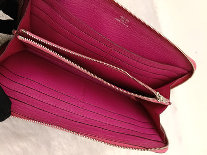 Hermes Azap Long Wallet Chevre Rose Shocking Pink PHW #L square