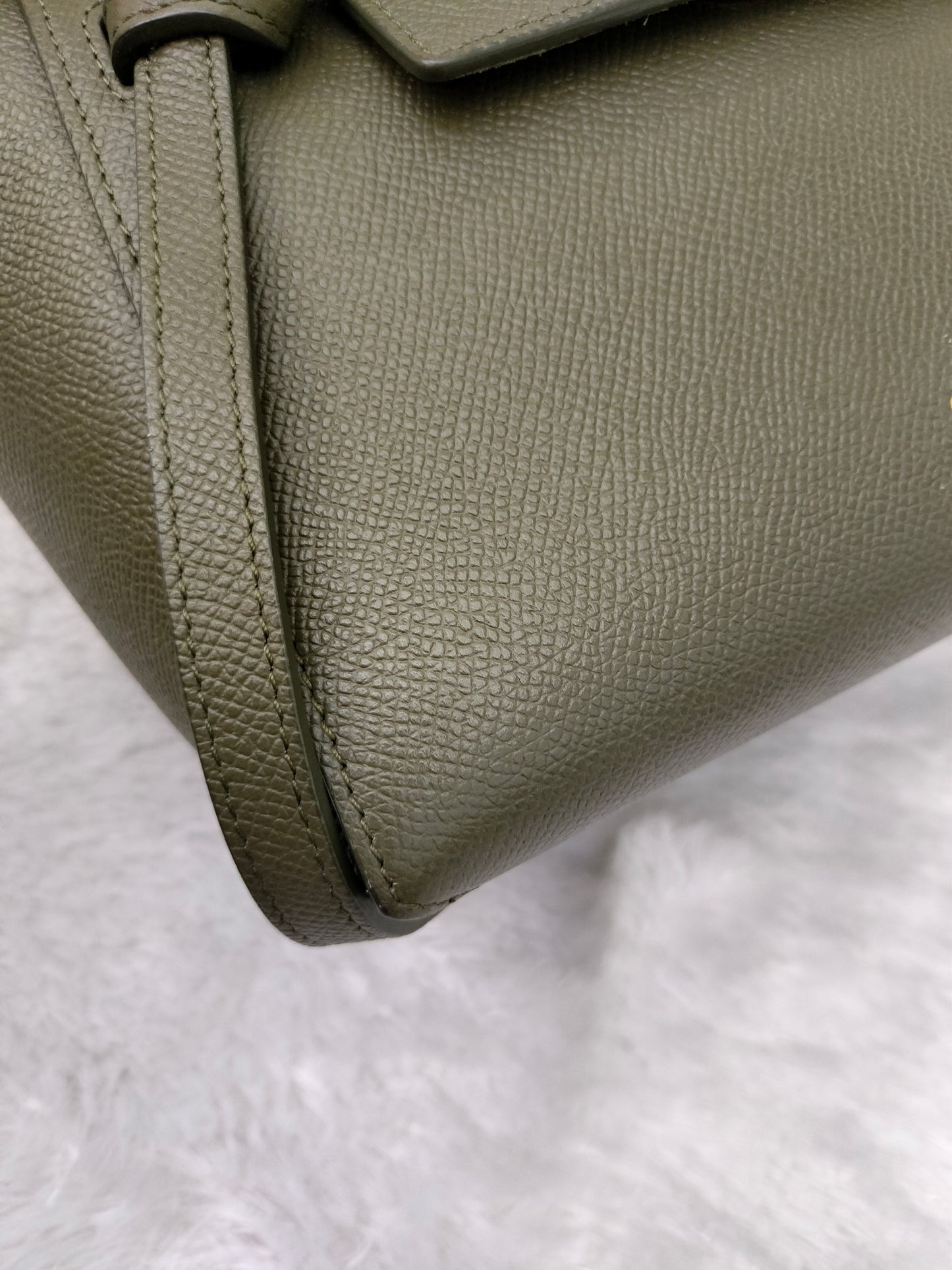 Celine Nano Belt Grained Green Army GHW 2019