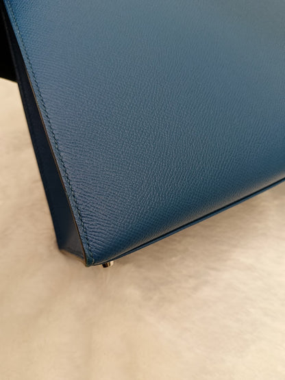 Kelly32 Epsom Sellier Bleu Izmir PHW #R square
