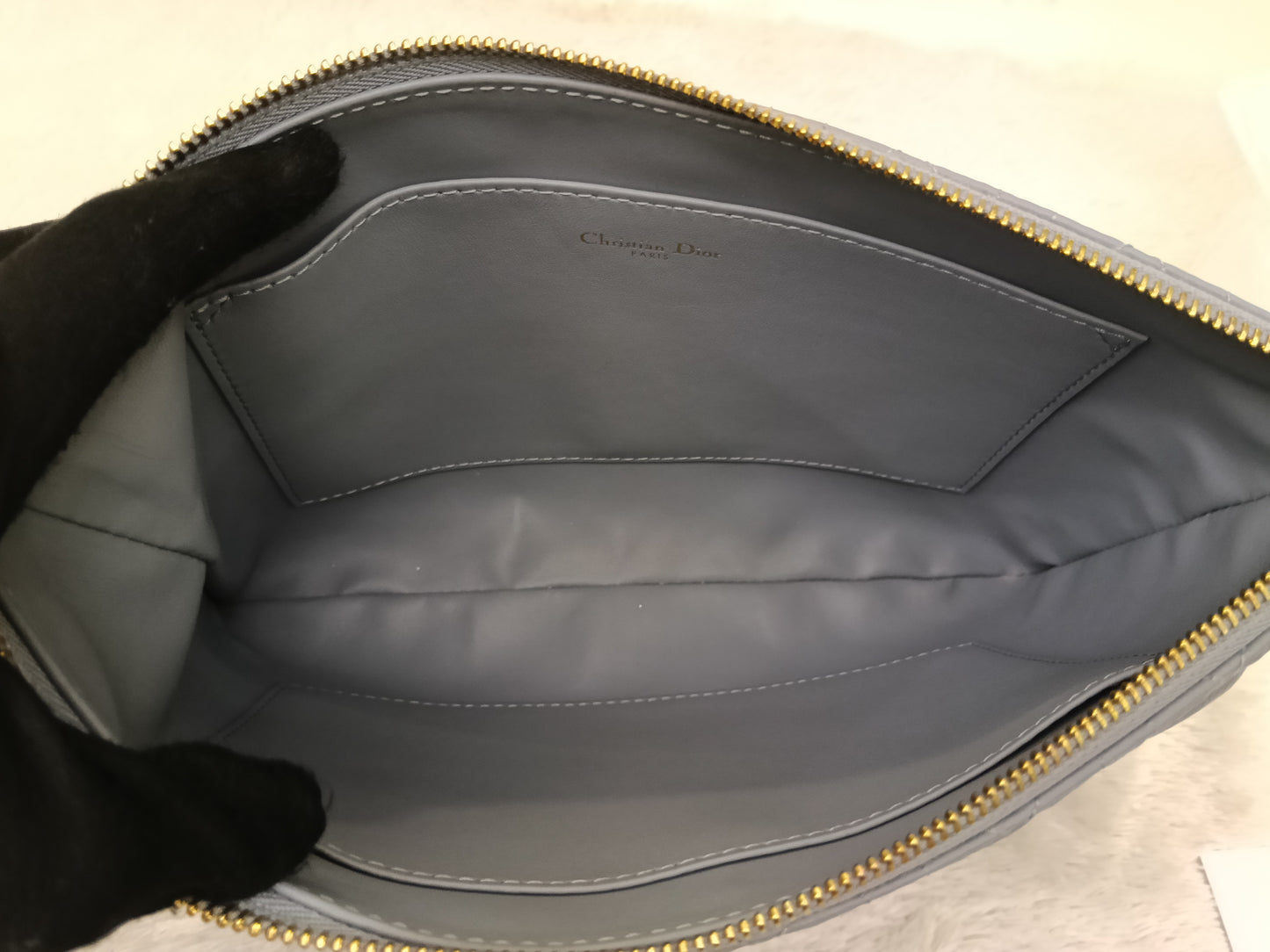 Dior Caro Daily Pouch Supple Cannage Calfskin Cloud Blue GHW 2022