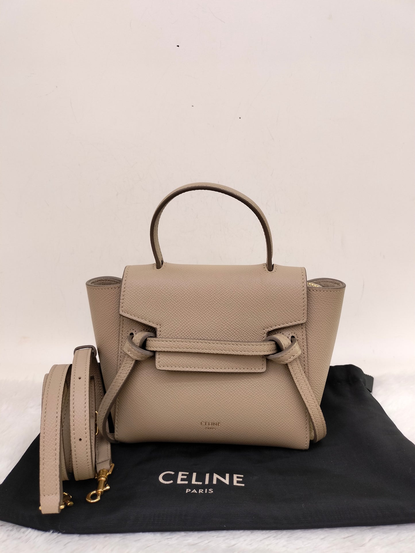 Celine Pico Belt Grained Taupe GHW 2021