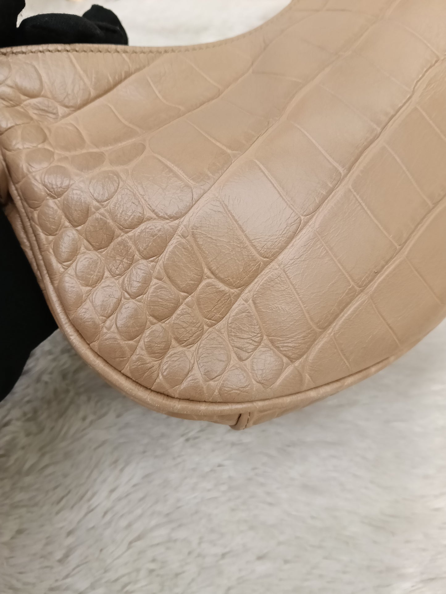 Balenciaga Le Cagole XS Croco Embossed Nude RGHW 2023