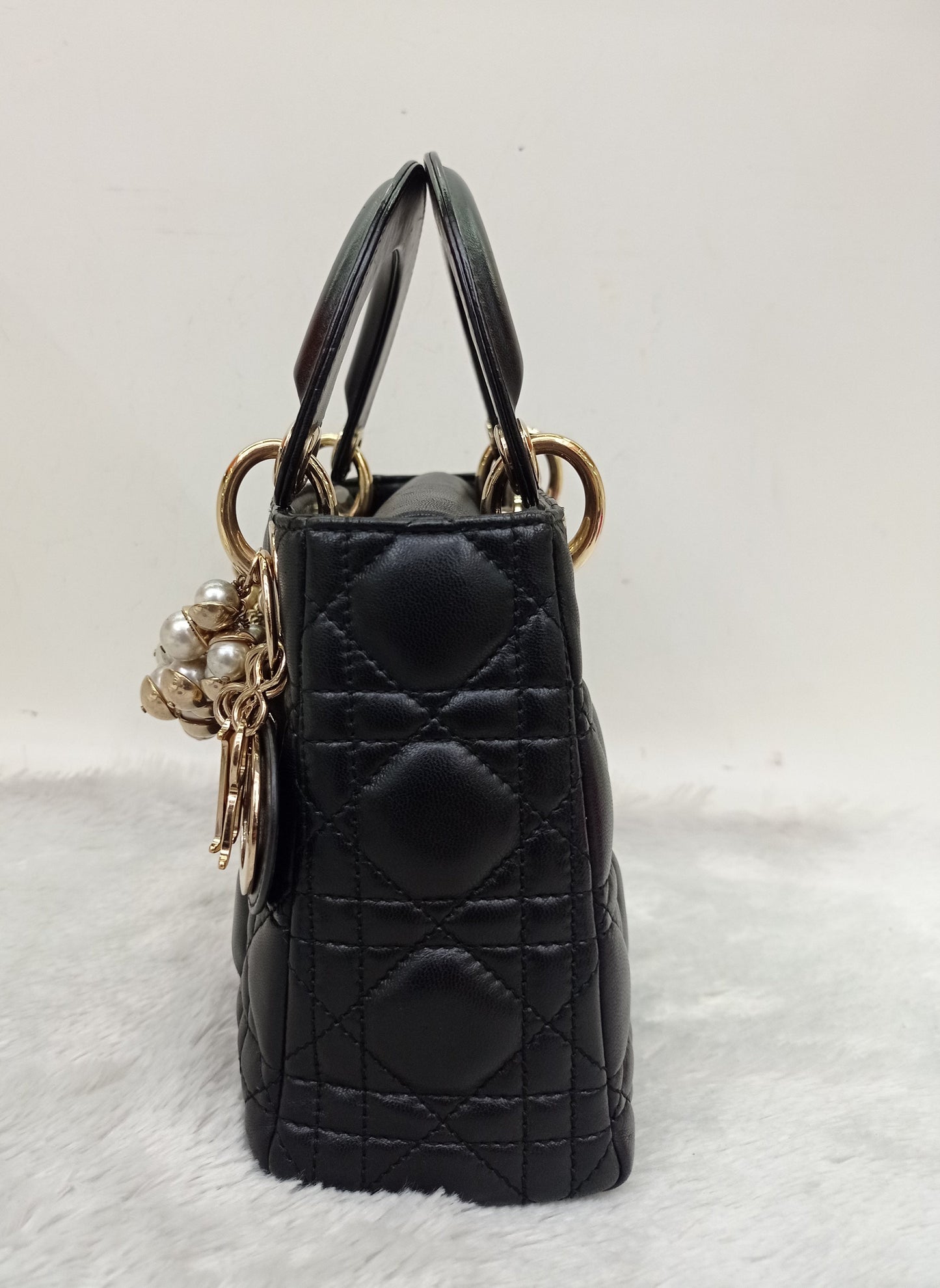 Lady Dior Mini Lamb Pearl Embellished Black GHW 2010
