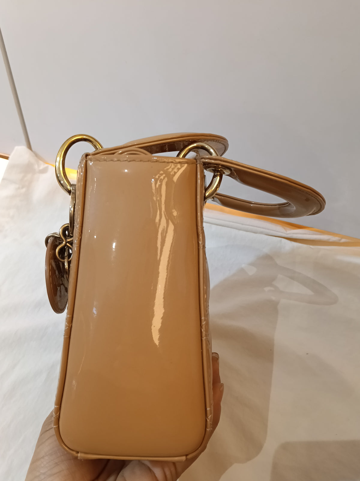 Lady Dior Mini Patent Nude GHW 2022