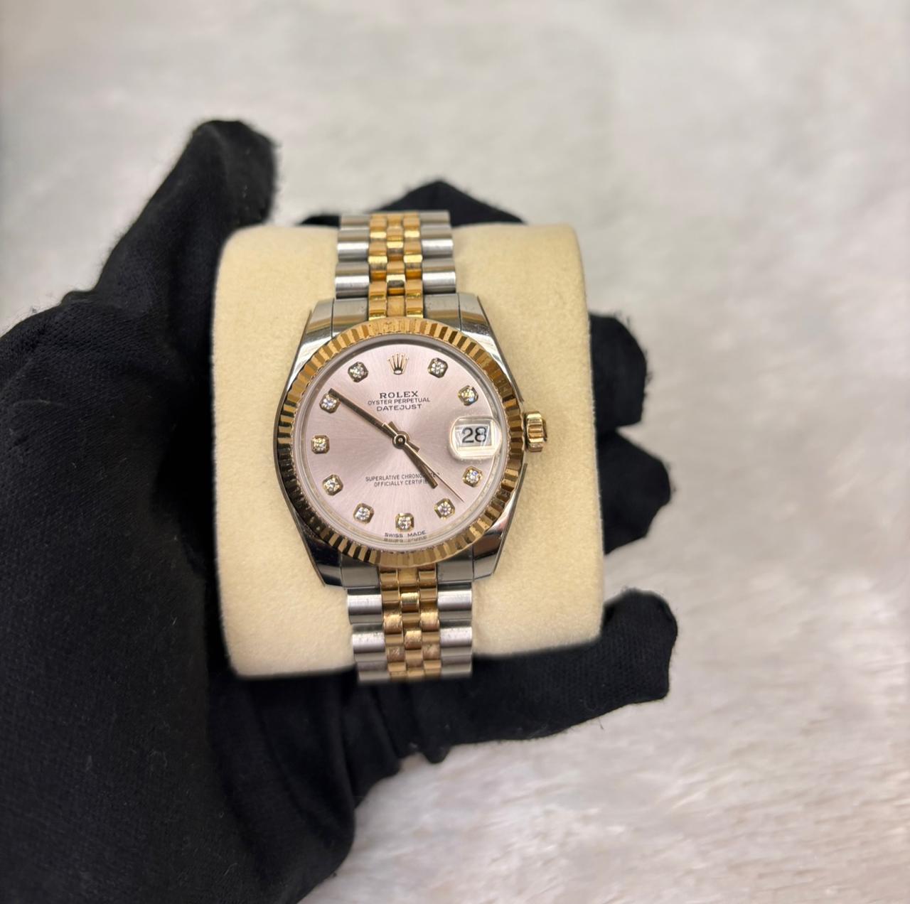 Rolex Oyster Perpetual Datejust 31mm Diamond Dial 2 Tone Rose Gold Jubilee 2019