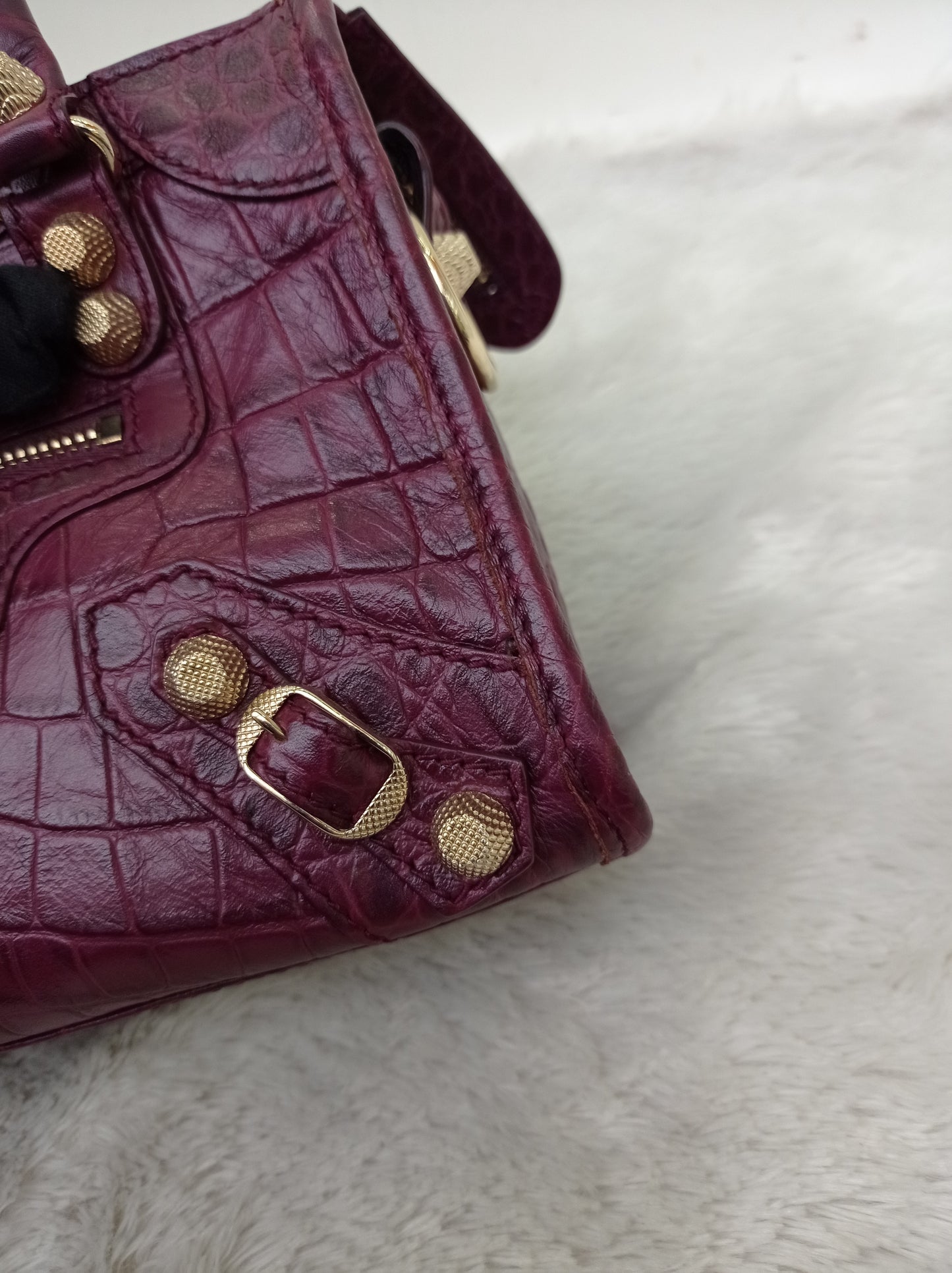 Balenciaga Mini City Giant Croco Burgundy GHW 2016