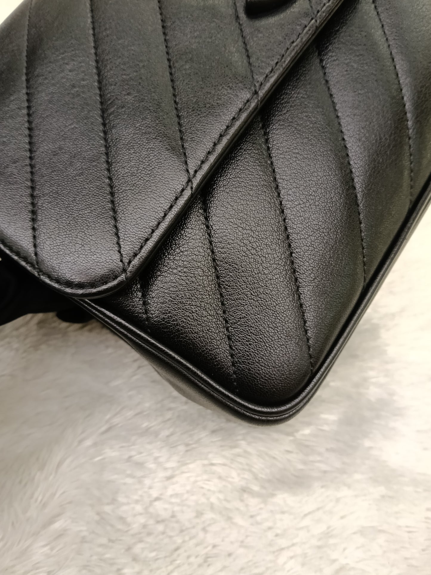 Chanel Jumbo Diagonal Flap Lamb Black GHW #21