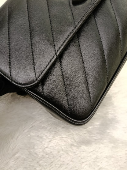 Chanel Jumbo Diagonal Flap Lamb Black GHW #21