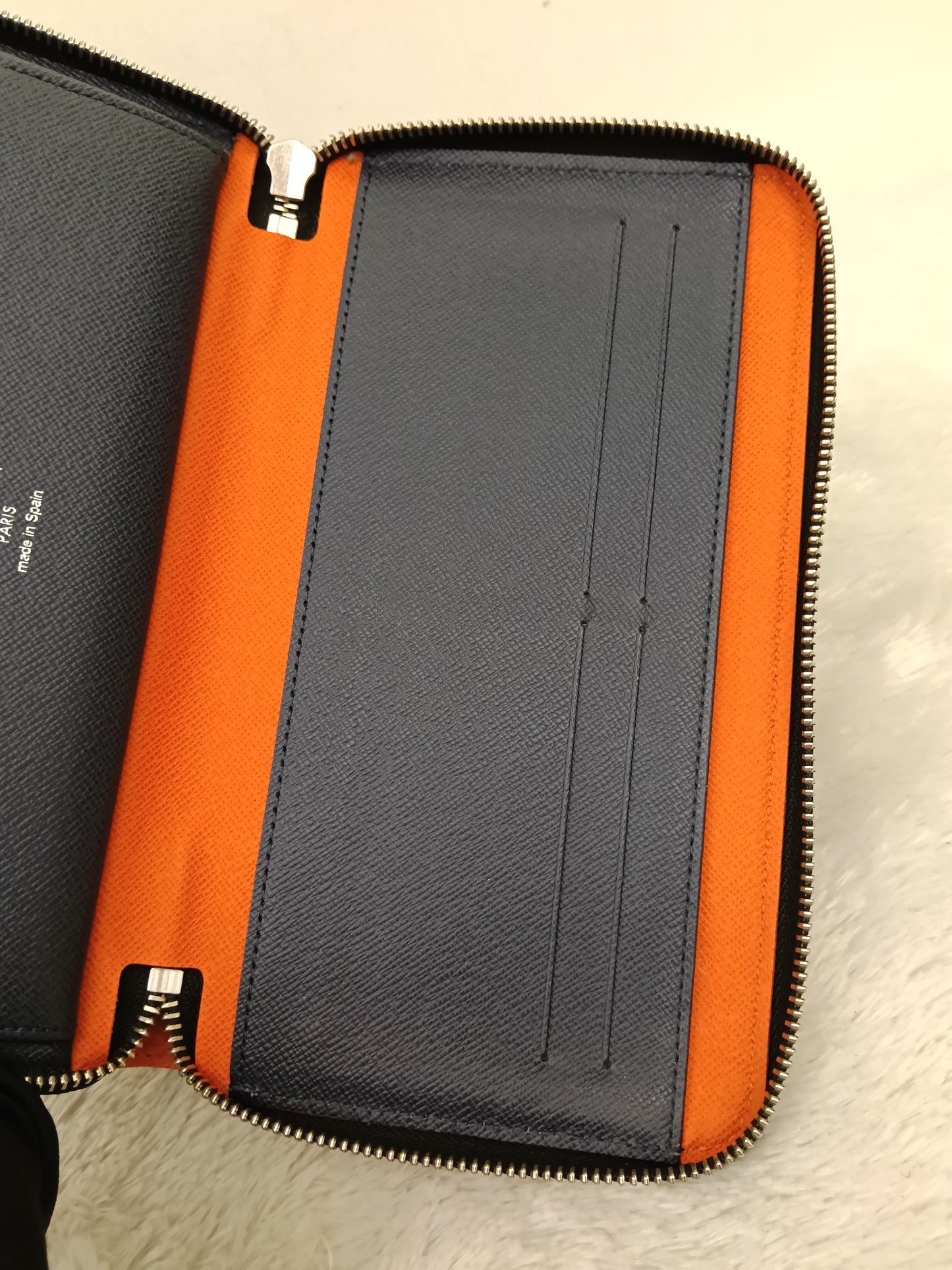 LV Zippy Wallet Long Organizer NM Epi Graphite Blue Gray