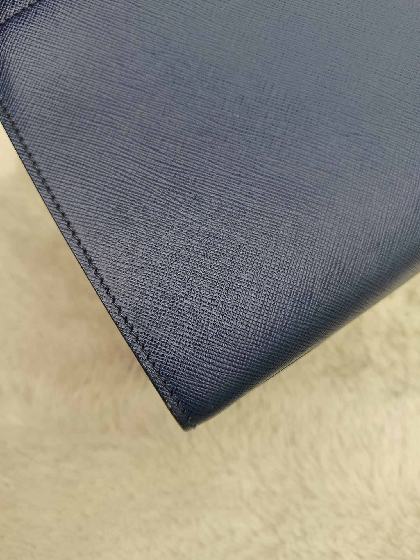 Prada Saffiano Bibliotheque 2 Way Tote Bluette Red GHW