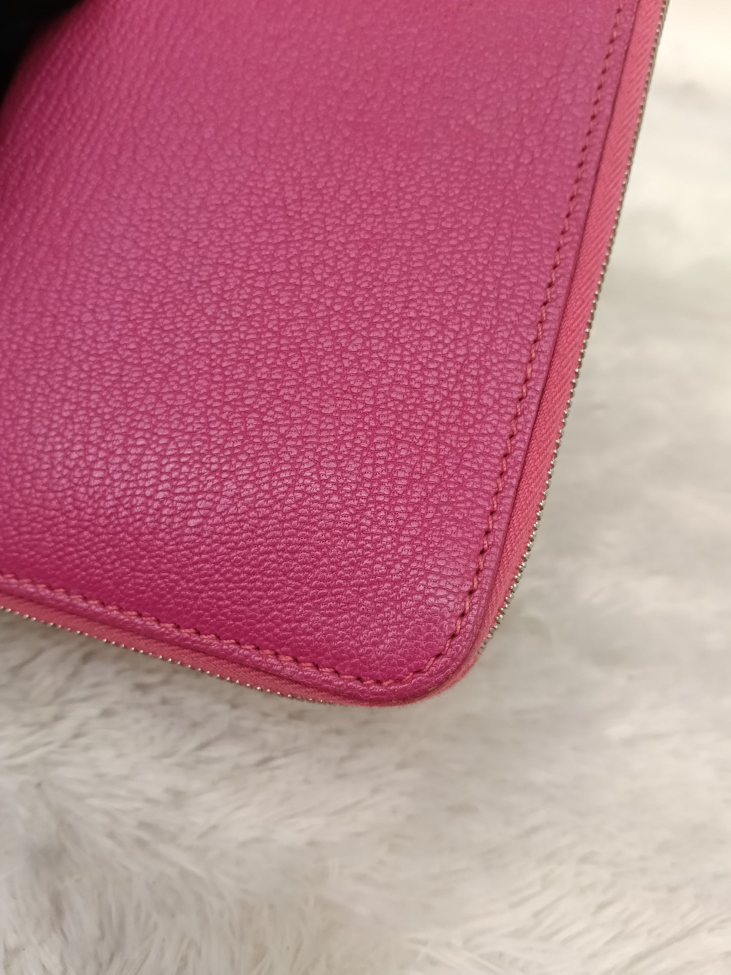 Hermes Azap Long Wallet Chevre Rose Shocking Pink PHW #L square
