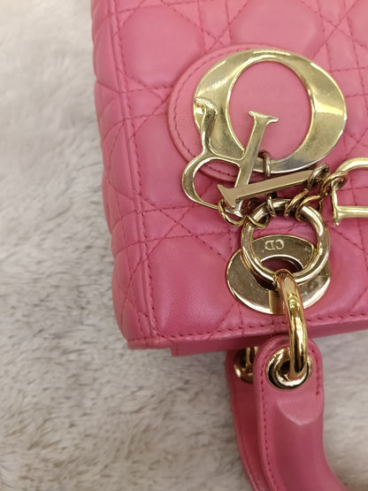 Lady Dior Small Lamb Fuchsia GHW 2018