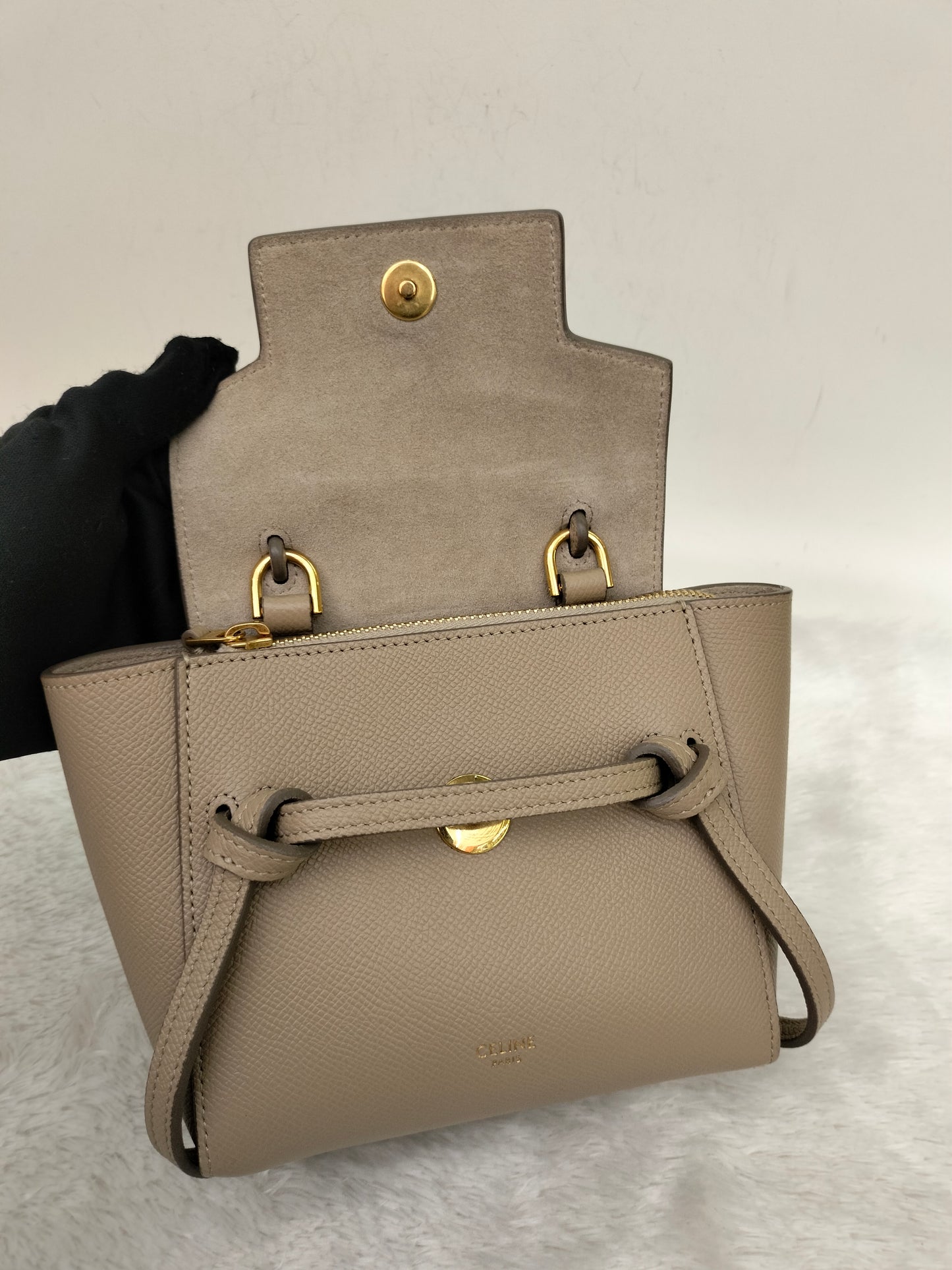 Celine Pico Belt Grained Taupe GHW 2021