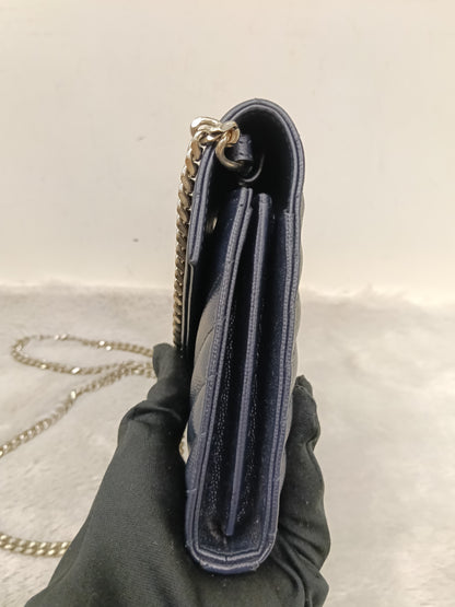 YsL WOC 22 Matelasse Monogramme Grained Navy SHW 2018