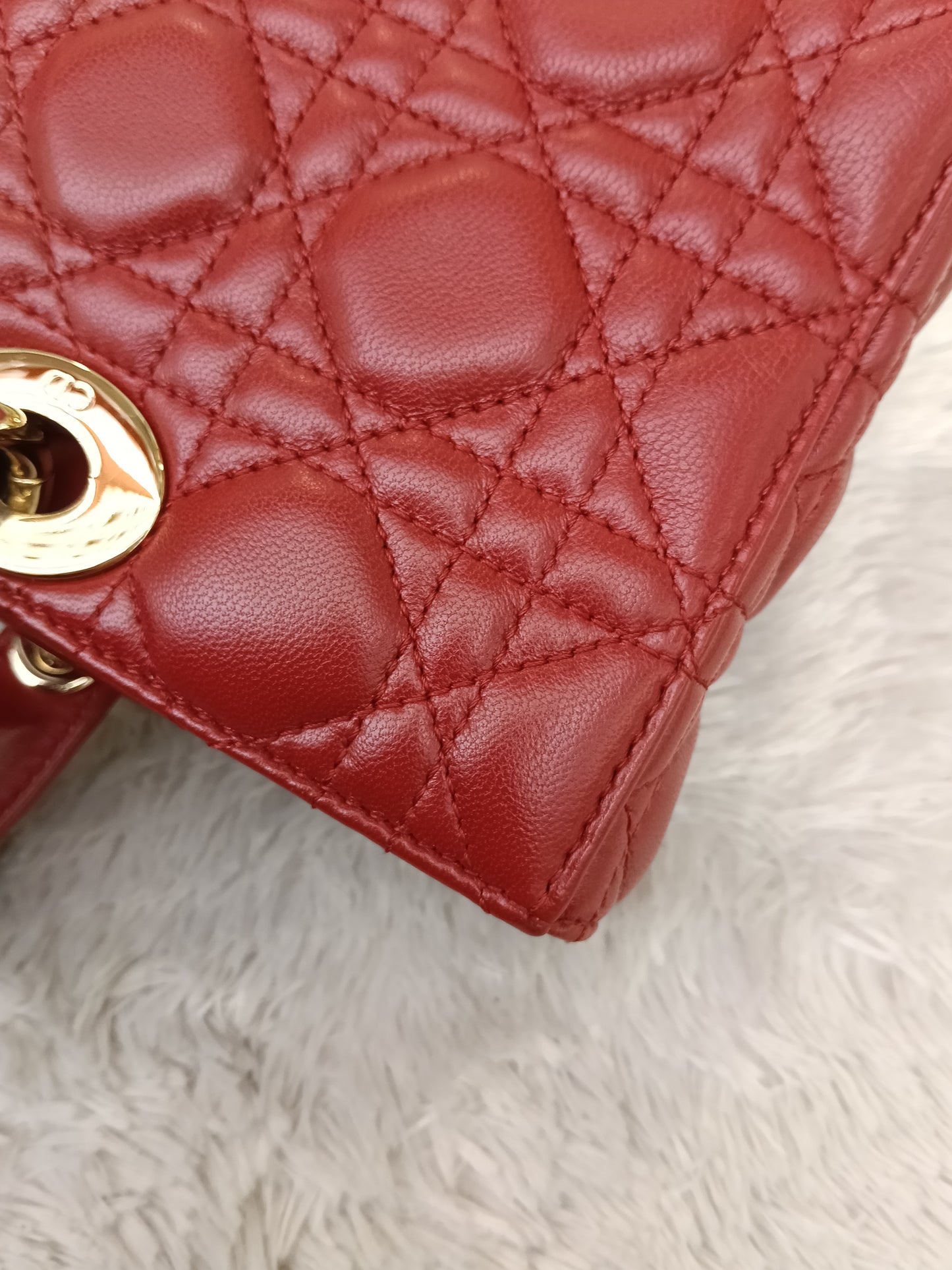 Dior Lady D'Joy Medium Lamb Red GHW 2016