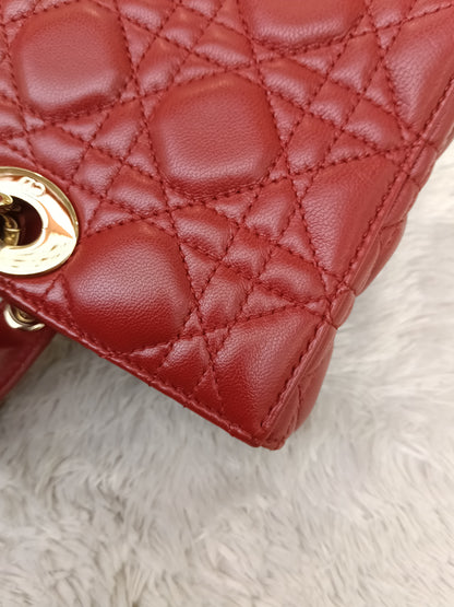 Dior Lady D'Joy Medium Lamb Red GHW 2016