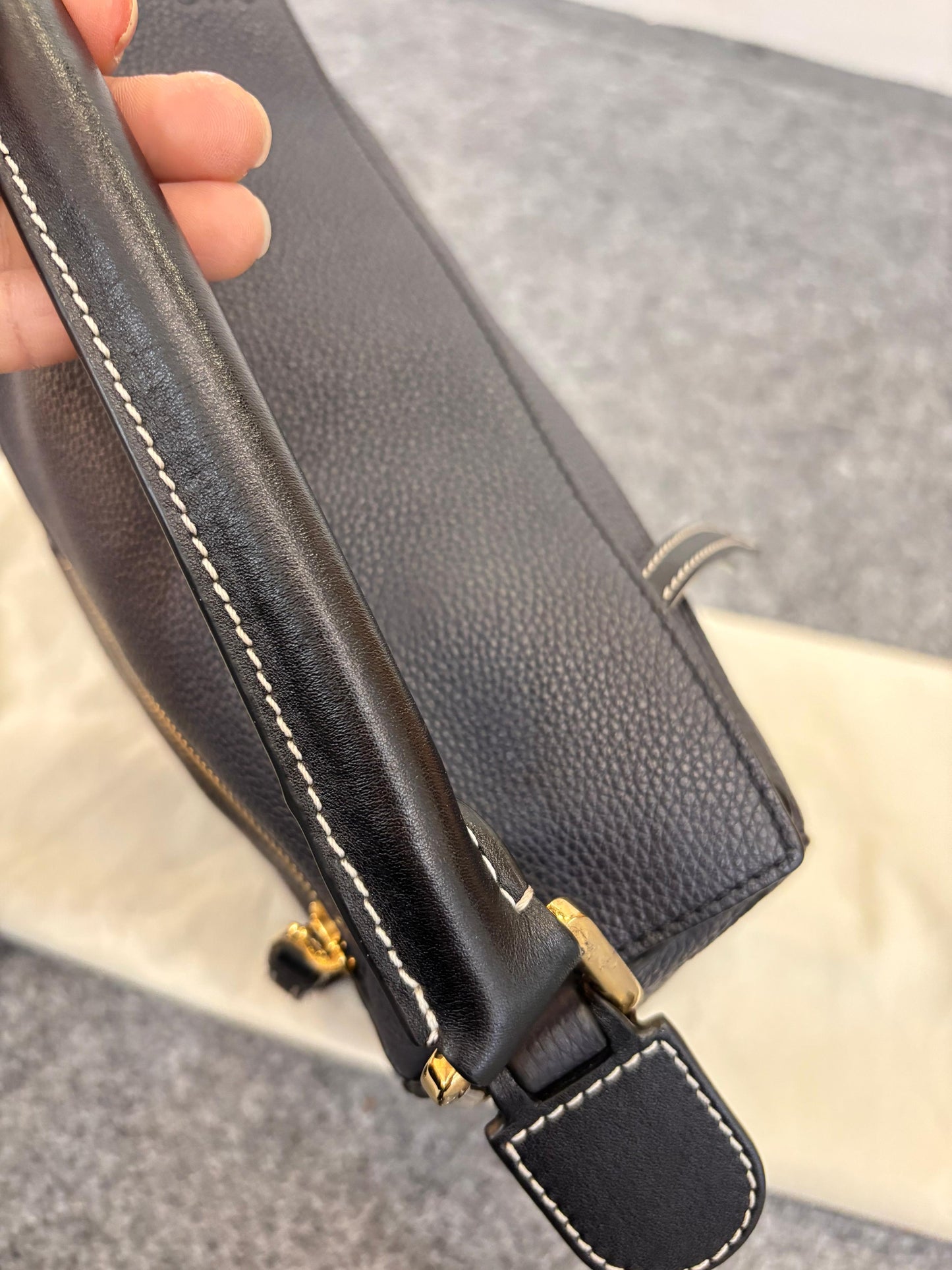 Loewe Puzzle Small Grained Navy Black GHW 2018