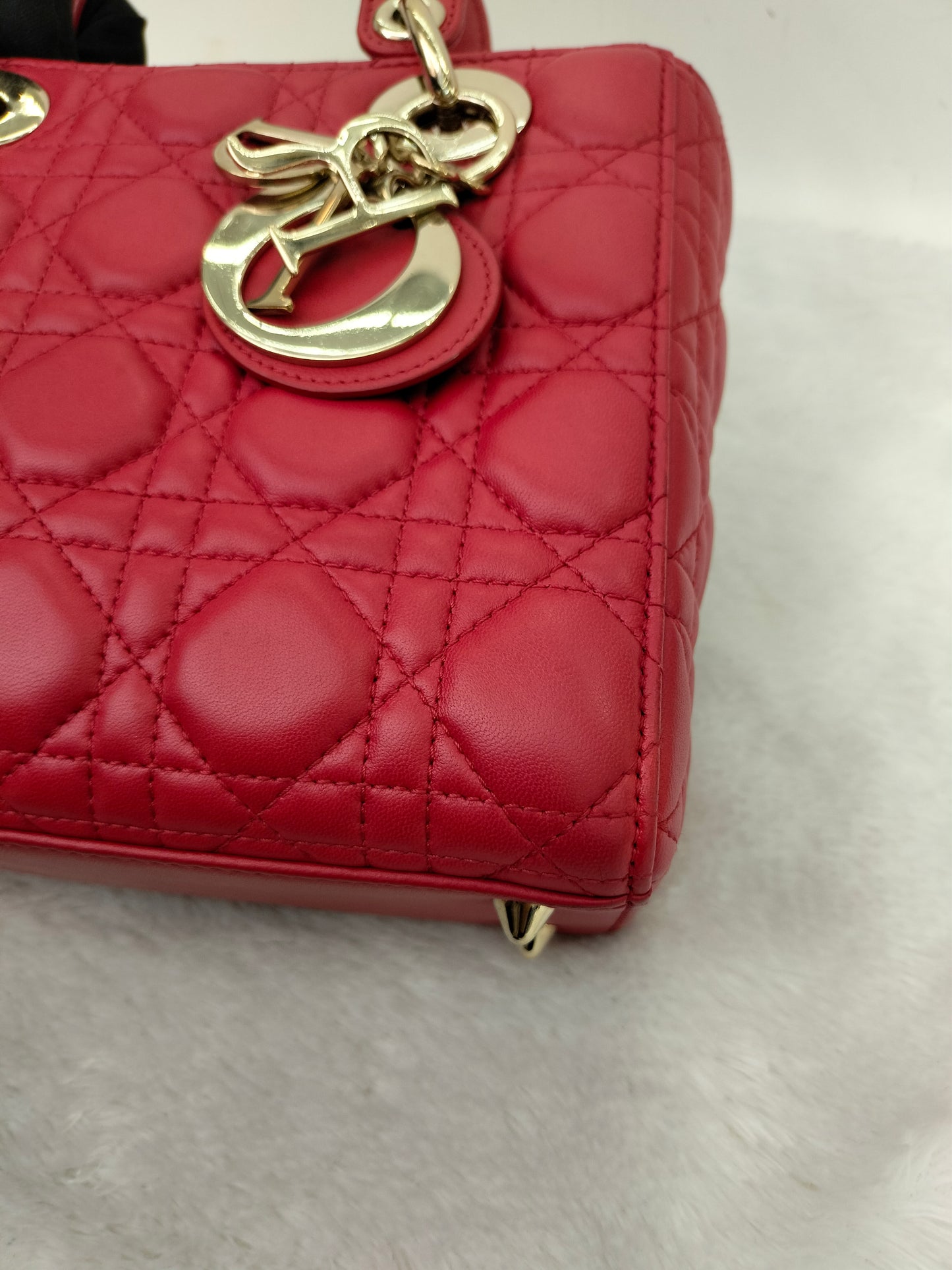 Lady Dior Small Lamb Red GHW 2016