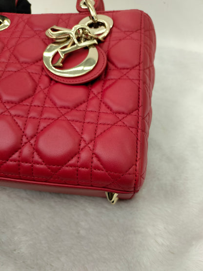 Lady Dior Small Lamb Red GHW 2016