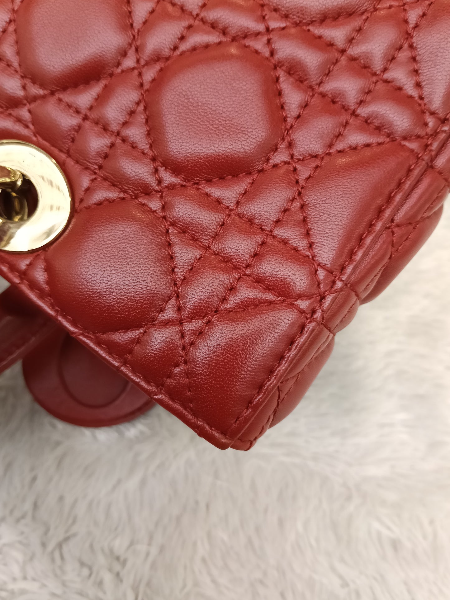 Dior Lady D'Joy Medium Lamb Red GHW 2016