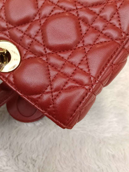 Dior Lady D'Joy Medium Lamb Red GHW 2016