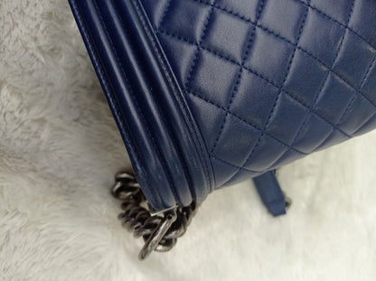 Chanel Boy 25 Lamb Navy Blue RHW #21