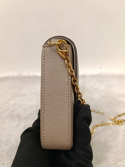 LV Pochette Felicie GM Monogram Empreinte Tourterelle Creme (CHIP)
