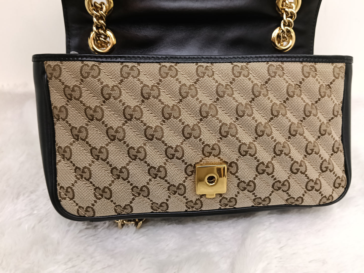 Gucci Marmont Small Canvas Beige Black GHW