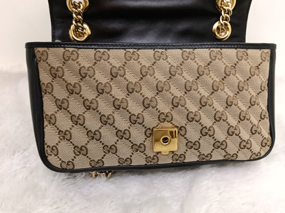 Gucci Marmont Small Canvas Beige Black GHW