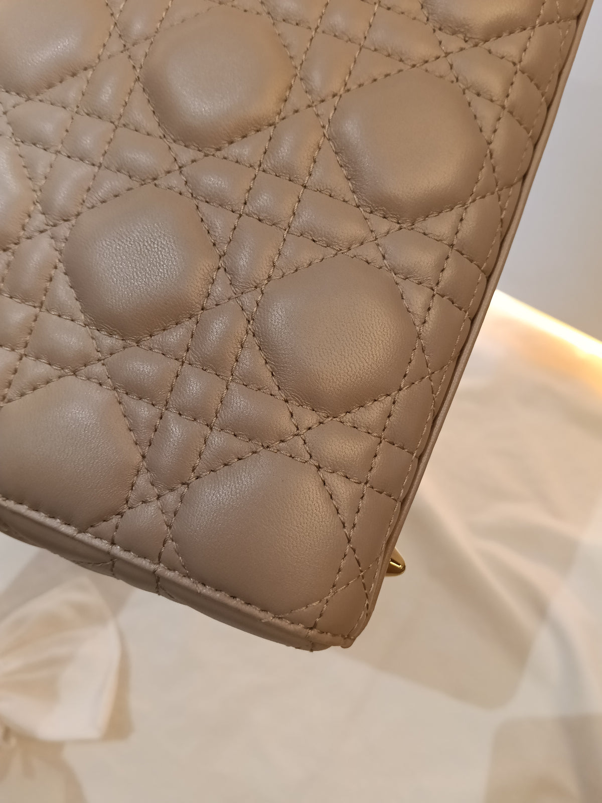 Lady Dior Small Lamb Taupe GHW 2016