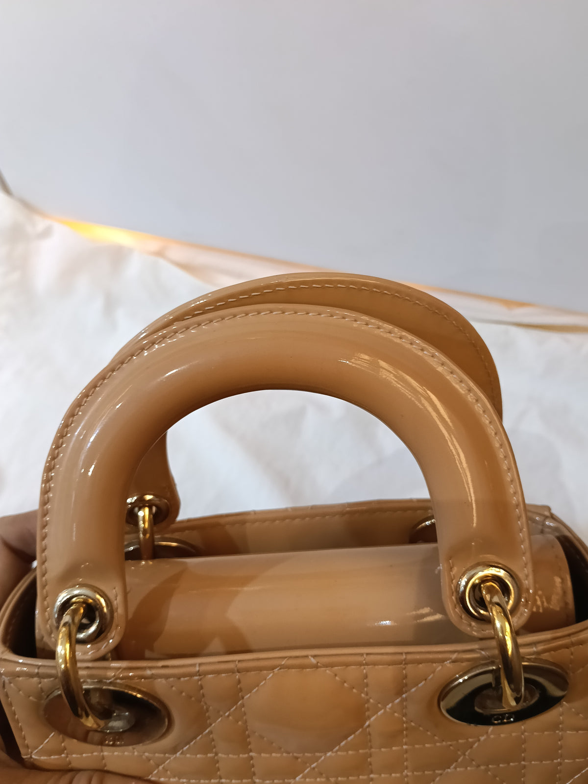 Lady Dior Mini Patent Nude GHW 2022