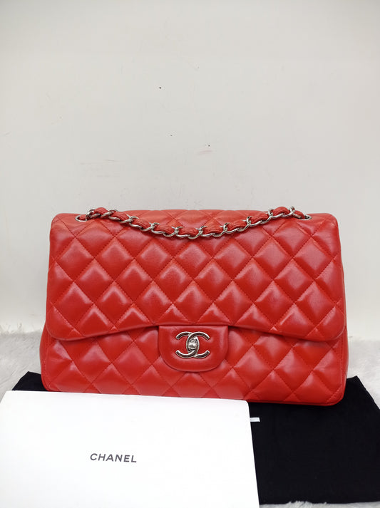 Chanel Jumbo Lamb Red SHW DF #15
